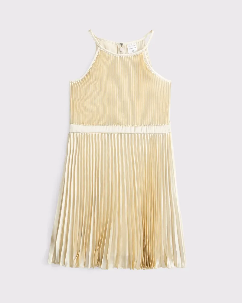 the a&f giselle pleated high-neck mini dress