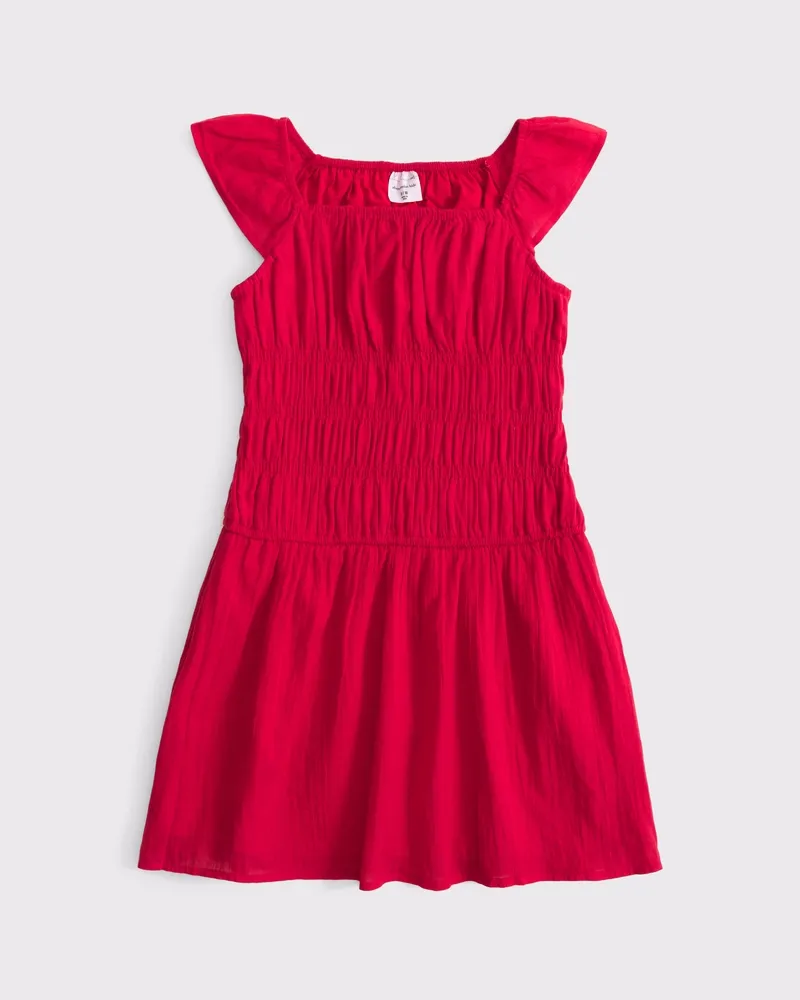 ruched smocked waist mini dress
