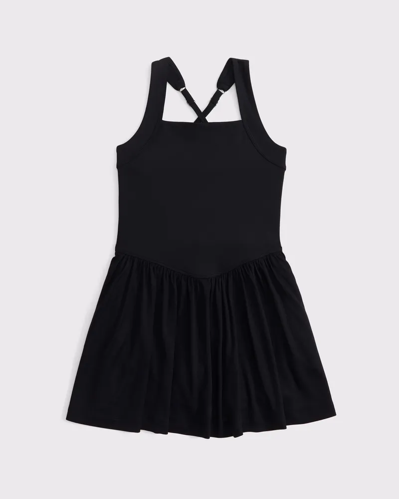 ypb drop-waist mixed fabric mini dress