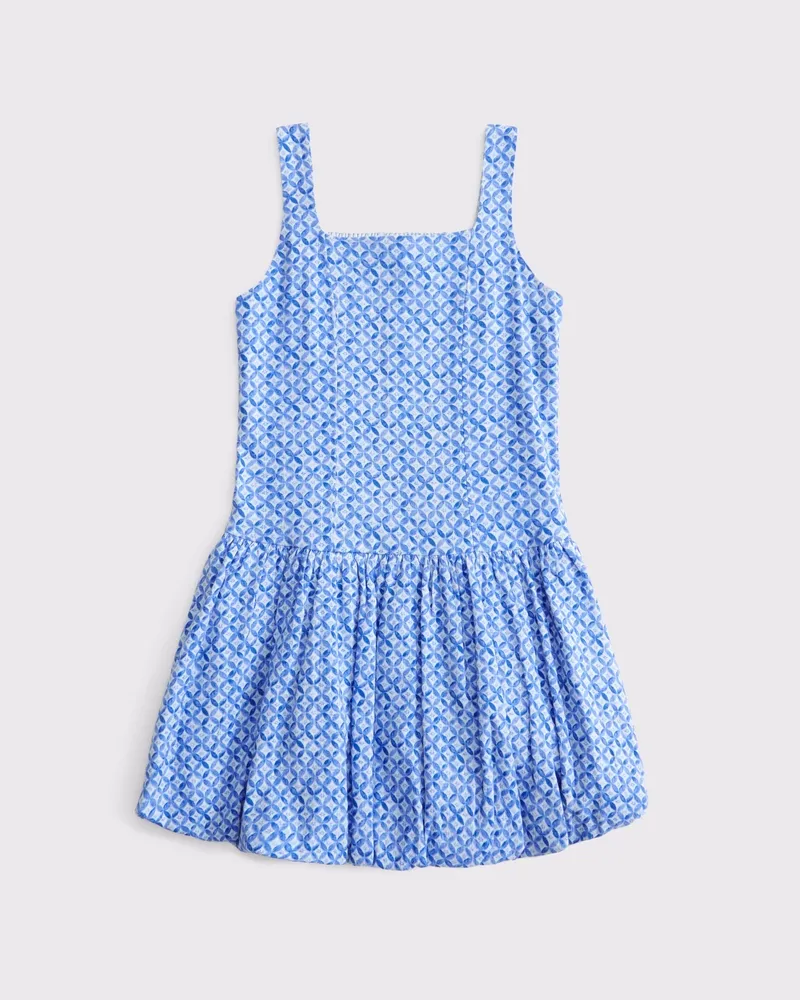 drop-waist bubble hem mini dress