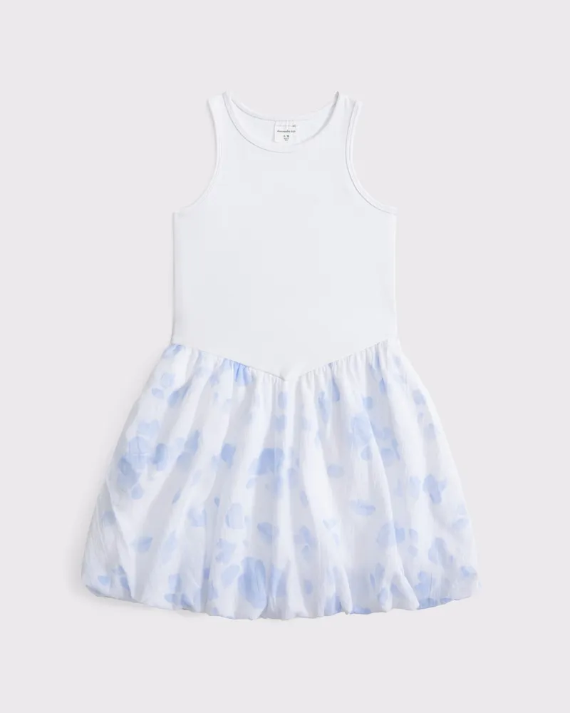 mixed fabric bubble hem mini dress